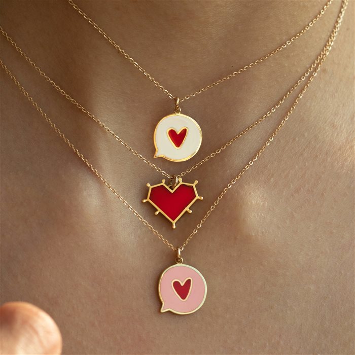 گردنبند قلب کامنت صورتی